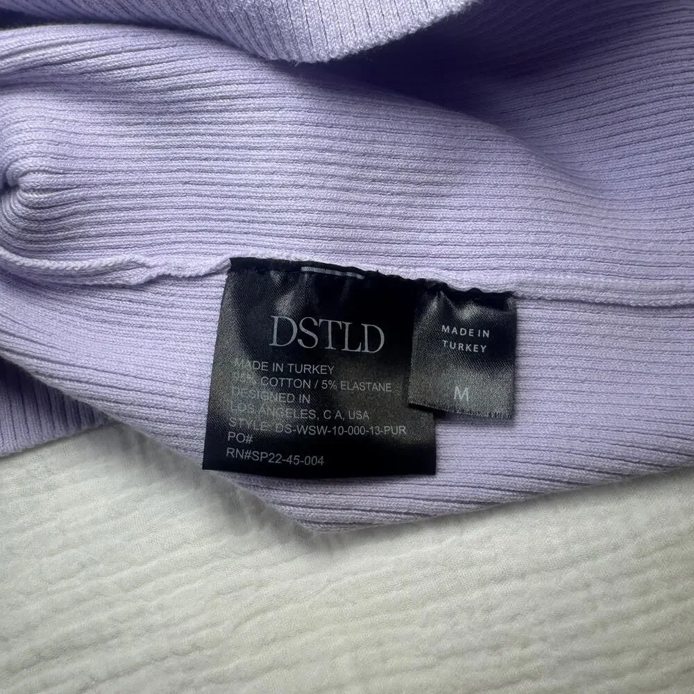 DSTLD Asymmetrical Ribbed Knit Tank Top Lilac Purple Lavender Women’s Medium - Picture 9 of 13